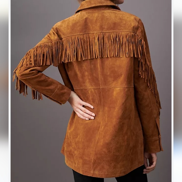 Anthropologie Danae fringe suede leather jacket size 2X western style shacket - Picture 2 of 12